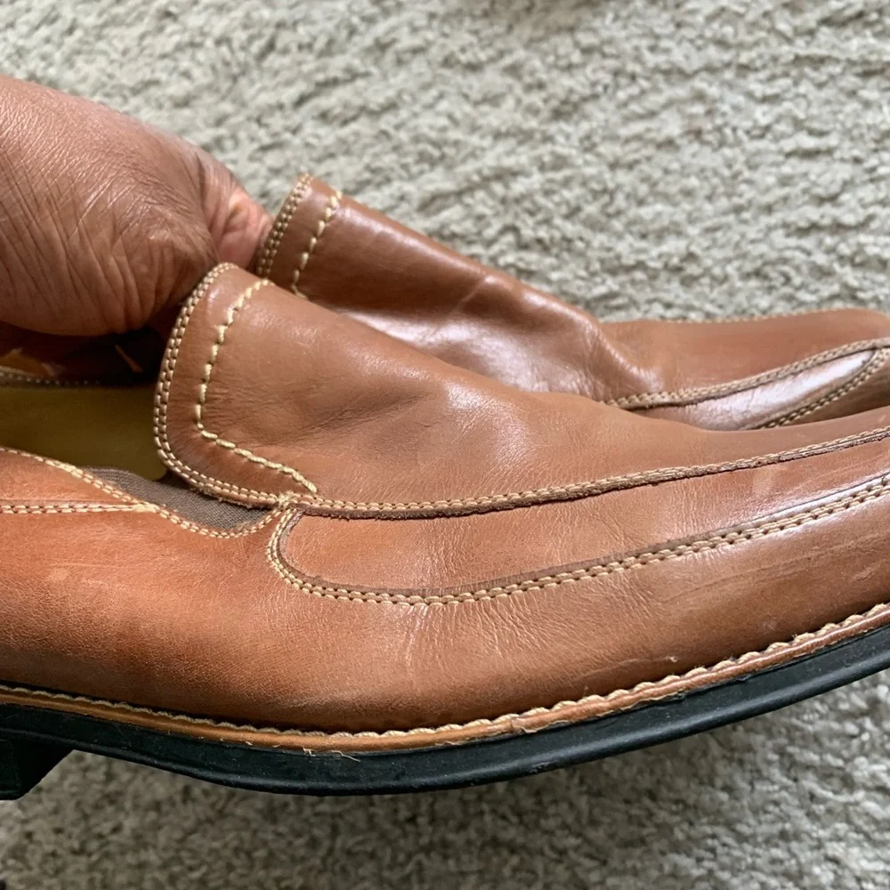 Sandro Brown Leather Slip-On Loafers Pre-loved Shors.